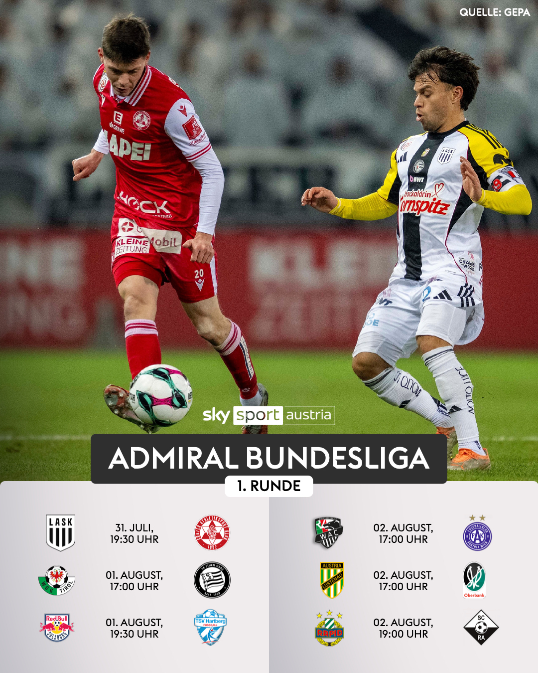 Der Spielplan der ersten Bundesliga-Runde der Saison 2026/27