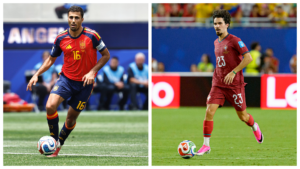 Das Duell Spanien gegen Portugal könnte im Mittelfeld entschieden werden - dort trifft Rodri (links) auf Vitinha (rechts